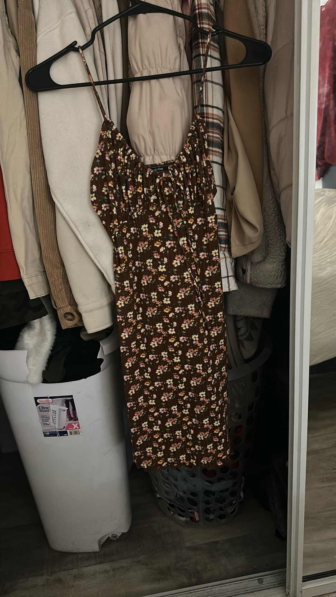Brown Flower Print Dress