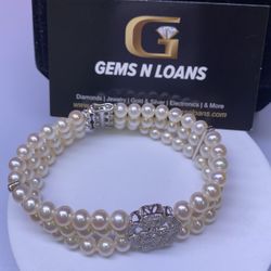 925 Pearl Flower Bracelet 