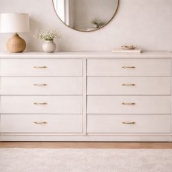 8-Drawer off White Dresser – Gold Detail