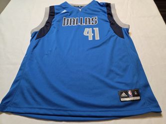 Dallas Mavs Youth XL 18-20 Dirk Nowitzki Blue Adidas NBA Jersey 