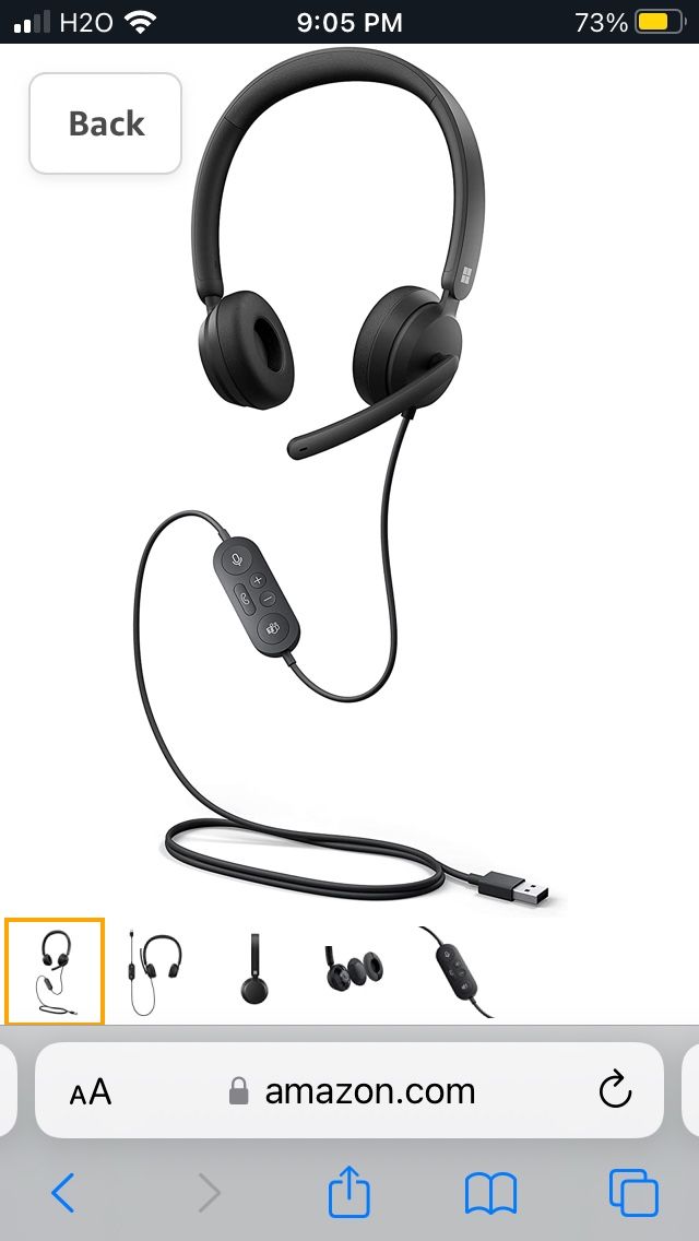 Microsoft Modern USB Headset - Wired Headset,On-Ear Stereo Headphones with Noise-Cancelling Microphone, USB-A Connectivity