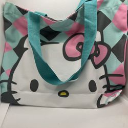 Hello Kitty Canvas Tote Bag with Zipper PLUS pouch Purse Inside