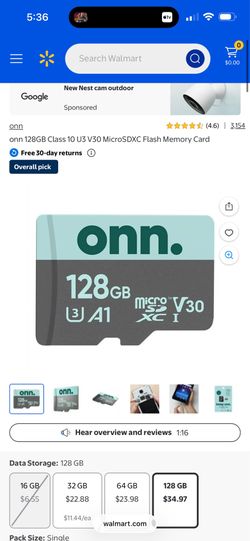 128 GB onn Micro sd Card