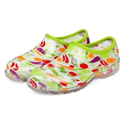 Dksuko Women's Beige Vegetables Print High Top Anti-Slip Garden Rain Boots US 8