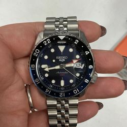 Seiko 5 Sports Automatic GMT Blue Dial – Stainless Bracelet – $432