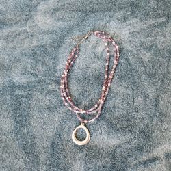 Purple And Silver Beaded Infinity Necklace