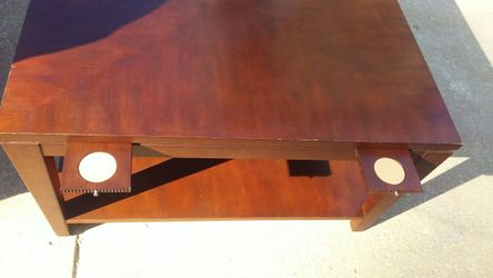 Livingroom Wood table with pull out coasters