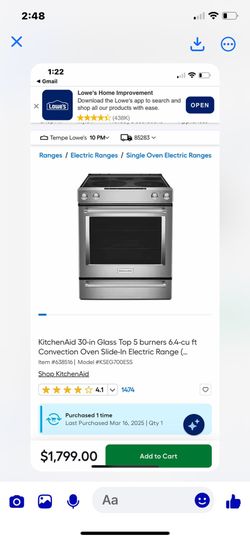 Brand New KitchenAid Range