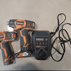 RIDGID 12V Drill (R82005) & Impact Driver (R82230) Set w/ Batteries, Charger