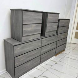 Whole Set Dresser With Chest And NIGHTSTANDS Beautiful Gray Color 