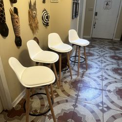 4 White Bar Stools 