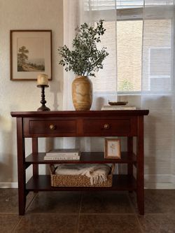 Solid Wood Console Table | Entryway Sofa Table with Drawers & Shelves