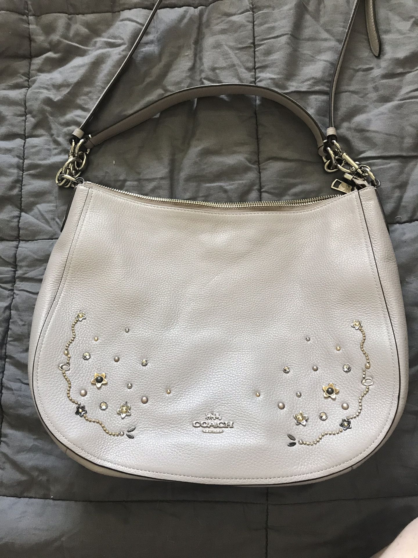 Coach F49127 Elle Greybirch Hobo with Stardust Crystal Rivet