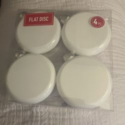 Package of 4 Flat Disc DIY Plastic Crafting Ornaments - 3” Glossy White