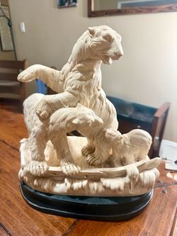 Large Vintage Polar Bear Family Sculpture – 13” Heavy Statue