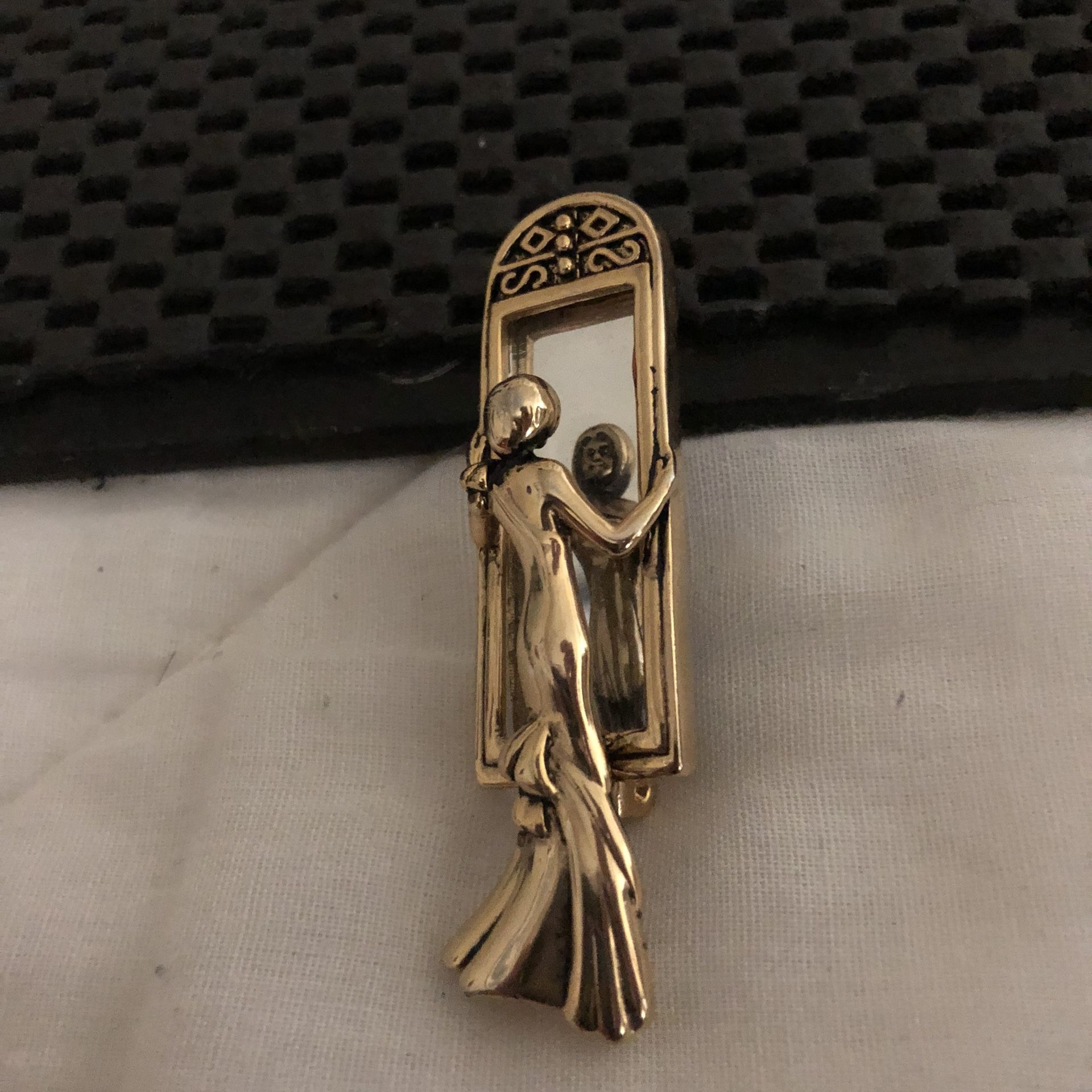 Vintage Woman In Mirror Brooch