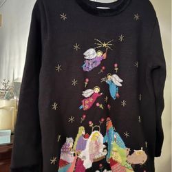 Quaker Factory Nativity Christmas Sweater – Size Large – $25
