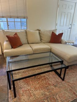 2-Piece Nesting Coffee Table Set – Glass Top & Black Metal Frame, Modern/Industrial