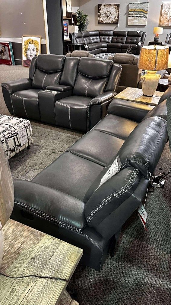 Sloane Black 2 Piece Reclining Sofa And Loveseat Set /P
