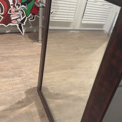 Large Modern Floor Mirror with Dark Wood Frame