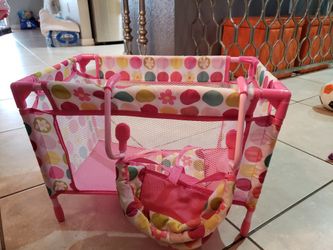 Play pen, diaper bag and high chair set