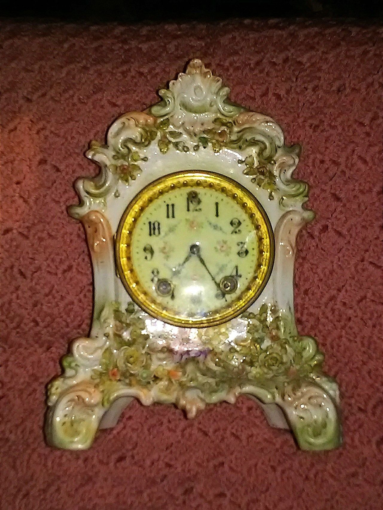 W. Gilbert pre 1930 antique porcelain mantle clock