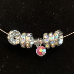 Wire Style Iridescent Stone Choker Necklace 