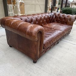 (It’s Available) Restoration Hardware Kensington Luxe 8’ Leather Sofa