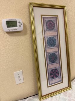 Vintage 2009 Framed Botanical Rosette Wall Art (14" x 31.75")