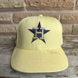 (7) New Era Exclusive Houston Astros Fitted Hat  Canary Yellow Gray UV