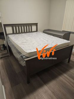 NEW QUEEN PILLOW TOP MATTRESS WITH BOX SPRING 2PC. BED FRAME ISN'T AVAILABLE