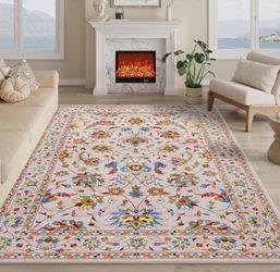 4 x 6 Feet, Area Rugs for Living Room,Non-Slip Washable Rug for Bedroom,Kitchen,Dining Room,Printed Vintage Home Decor Large Area Rug Orange, NEW.

Co