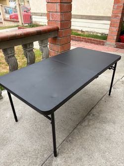Mainstays 40 in Centerfold Fold in half Folding Table Adjustable Height (Black)