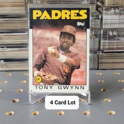 ⚾️ (4) 1986 Topps HOF Tony Gwynn Cards 
