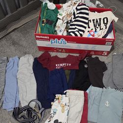 Box Full Of Baby Boy Toddler Clothes Size 18 Months, 24 Months And 2T