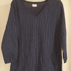 Blue Shimmery 3/4 Top