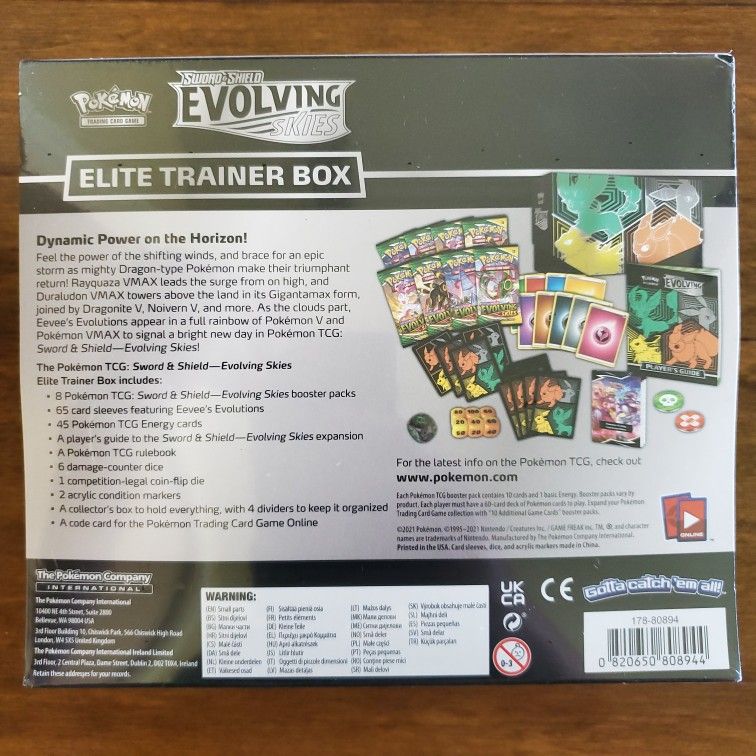 Pokémon TCG Sword & Shield Evolving Skies Elite Trainer Box  (Glaceon/Vaporeon/Sylveon/Espeon) - US