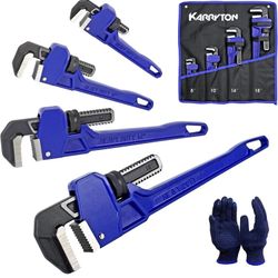 Pipe Wrench set,8" 10" 14" 18" Adjustable Jaw Opening Cast Iron Straight Handle Plumbing Wrench, Perfect Plumbers Tool for Oil Field, Plumbing, Auto R