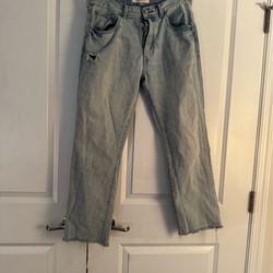 Washed Light Blue Straight-Leg Jeans size 32