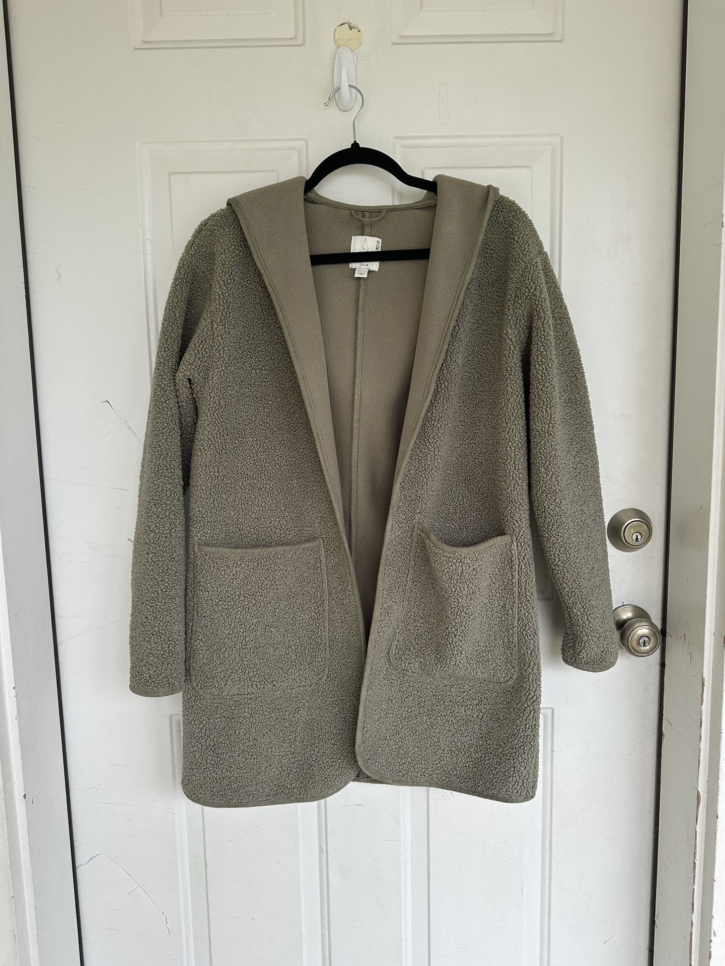 Joie Longline Borg Teddy Sherpa Hooded Open Front Fleece Lined Sweater Size XS