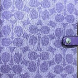 Coach Notebook In Signature Canvas (Purple) Iris Silver  💜Coach New Release 💜 