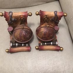 Resin Globe Pirate Treasure Map Bookends Set Of 2