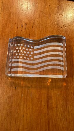 Val St Lambert Tiffany Crystal American Flag 