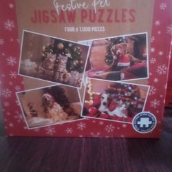 FESTIVE PET JIGSAW PUZZLES (4 X 1000 PIECE)