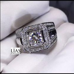 New 18k White Gold Men Wedding Ring 