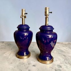 Cobalt Blue Ceramic Mid Century Table Lamp Bases