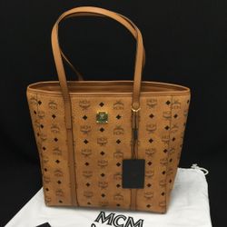 MCM Aren Top-Zip Shopper in Visetos Size Medium Tote Bag
