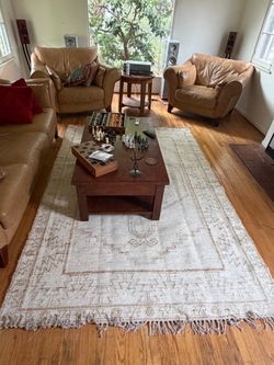 Large Cream Boho Area Rug 6X9ft