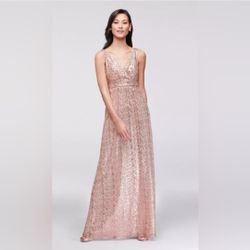 Davids Bridal Gose Gold Sequin Gown