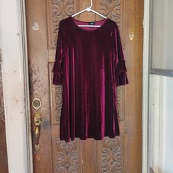 Crushed Velvet Burgundy Dress Women's Small